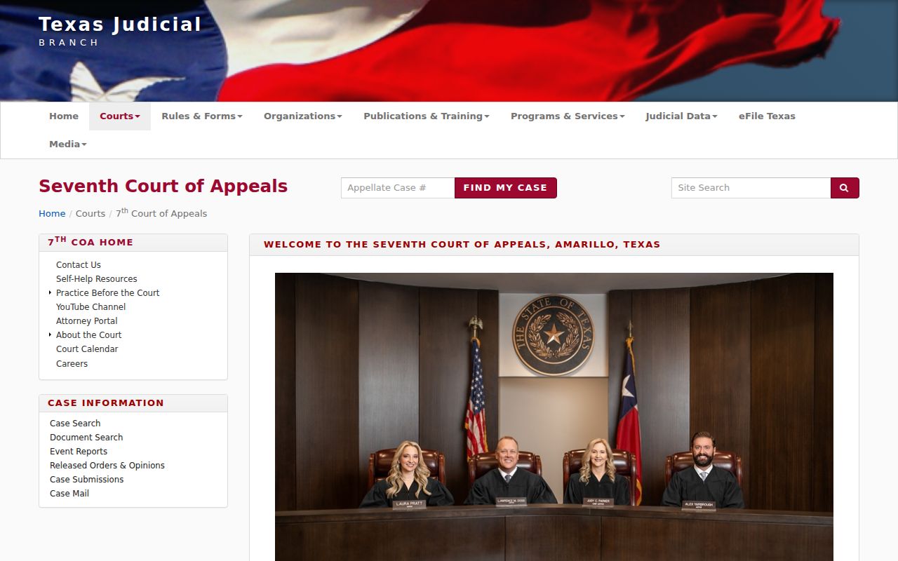 Seventh Court of Appeals counties-served page listing Childress County