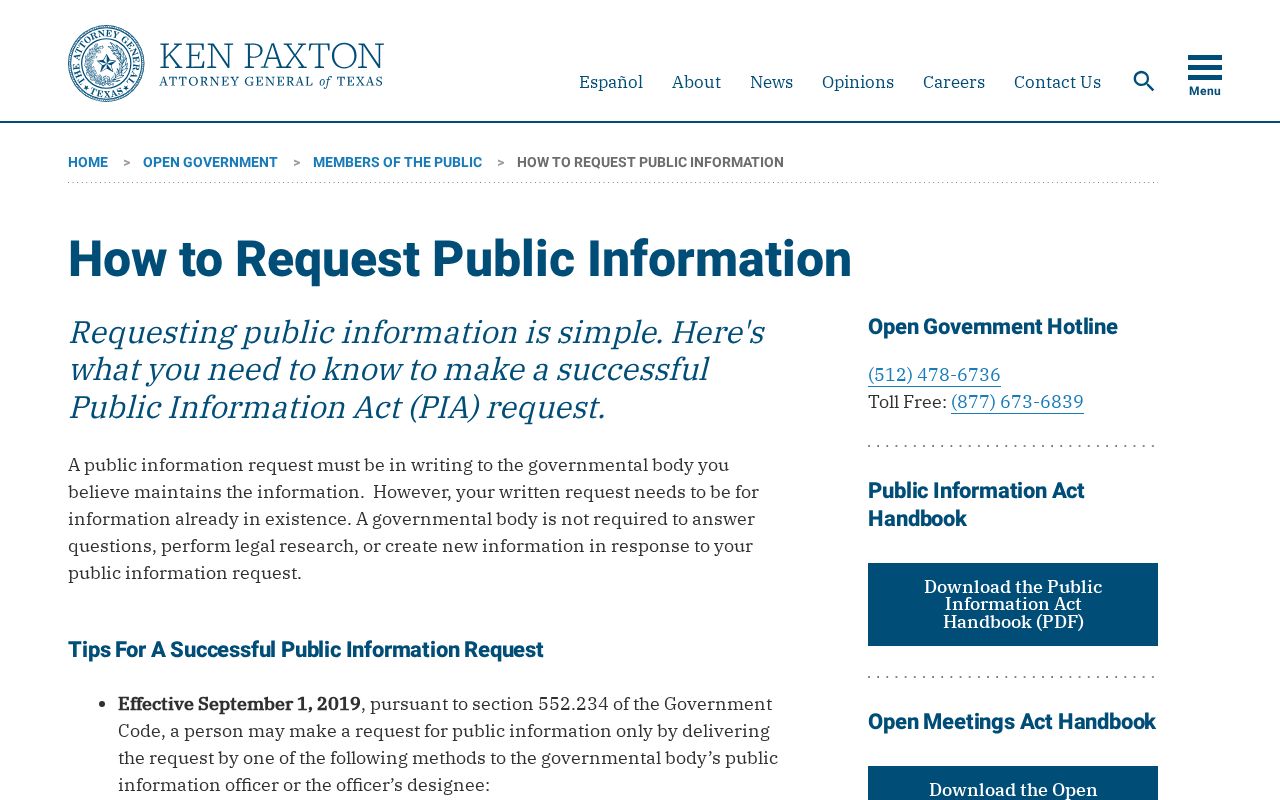 Texas Attorney General guidance on mailing, emailing, or hand delivering a public-information request