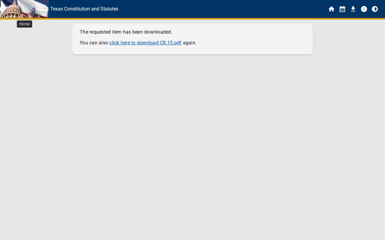 Texas Code of Criminal Procedure Article 15.26 public-access source